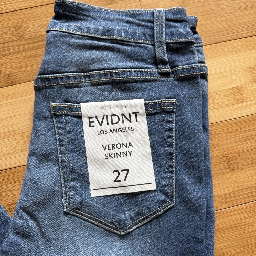 EVIDNT Verona Skinny Jeans Women 27 Blue Raw Hem Frayed Ankle‎ Stretch Denim - Picture 2 of 6